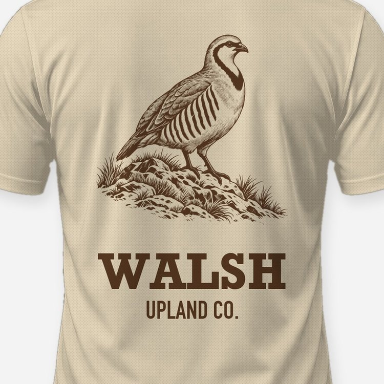 Custom Name Upland Co Chukar Partridge Woodcut Hunting Shirt - print close-up