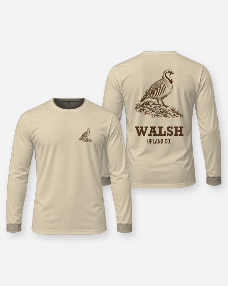 Custom Name Upland Co Chukar Partridge Woodcut Hunting Shirt - Long Sleeve