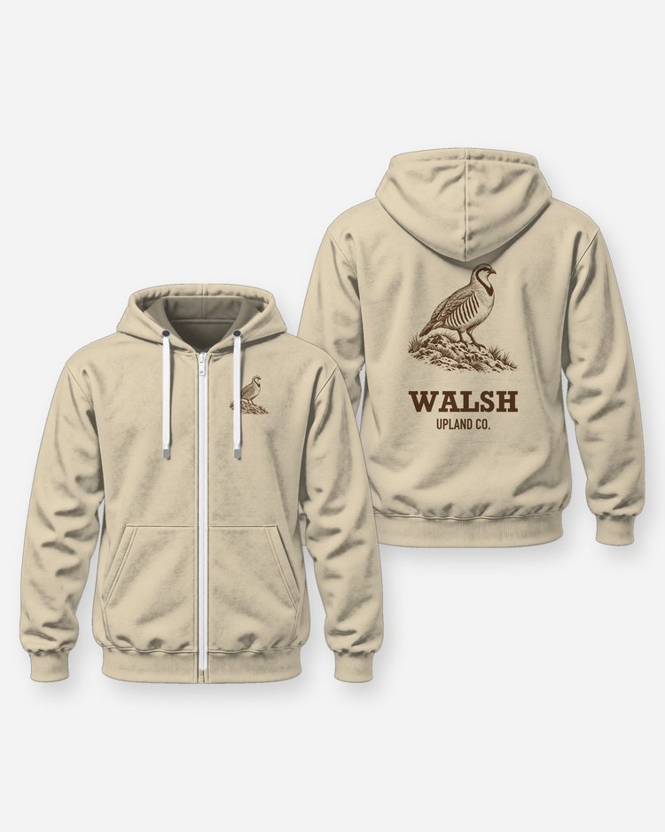 Custom Name Upland Co Chukar Partridge Woodcut Hunting Shirt - Zip Hoodie