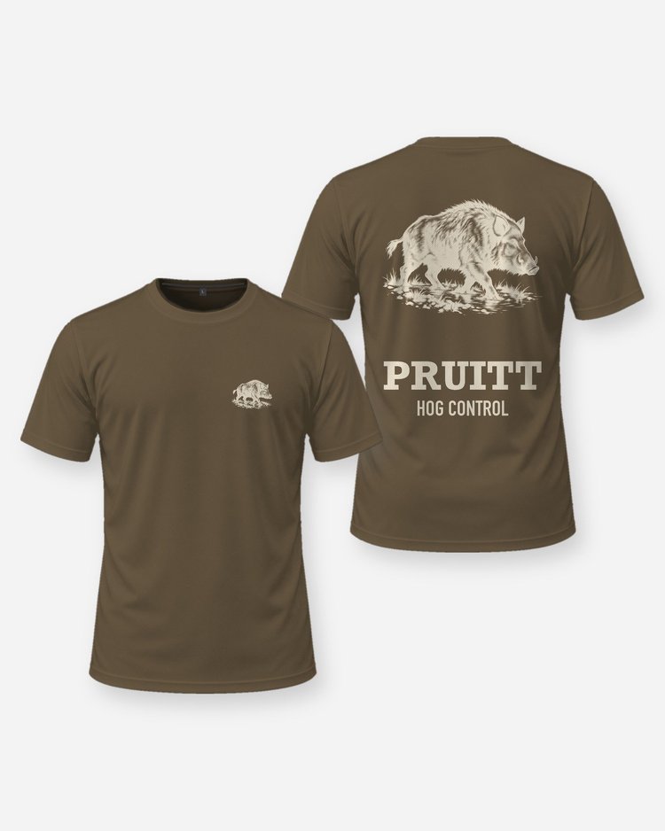 Custom Name Hog Control Feral Hog Woodcut Hunting Shirt - front and back