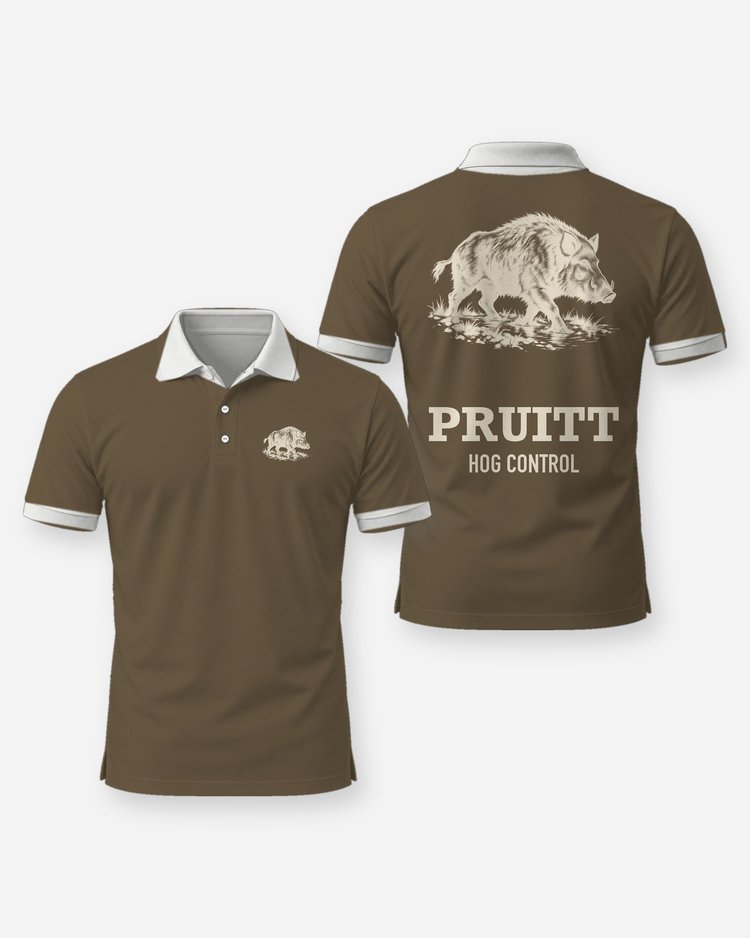 Custom Name Hog Control Feral Hog Woodcut Hunting Shirt - Polo