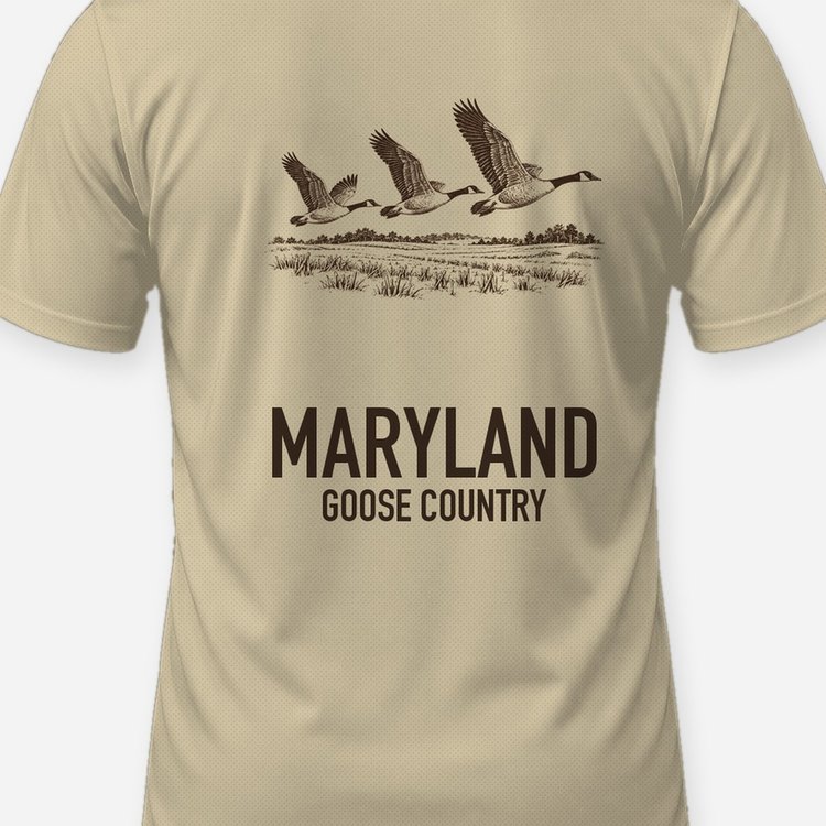 Custom State Goose Country Woodcut Waterfowl Shirt - print close-up