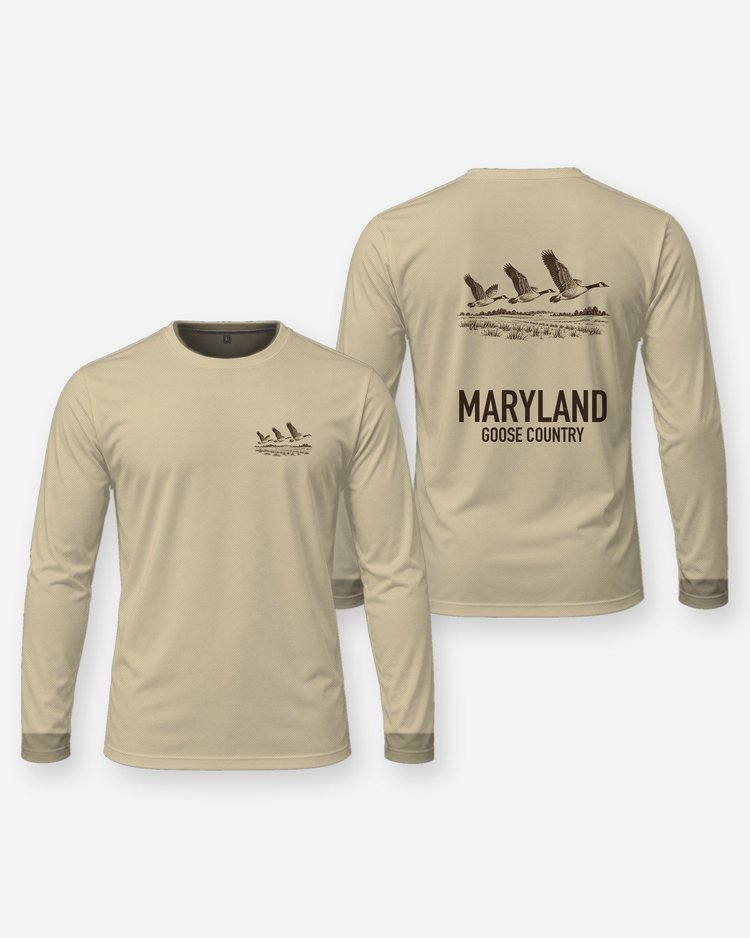 Custom State Goose Country Woodcut Waterfowl Shirt - Long Sleeve