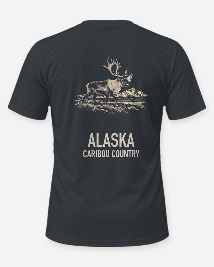 Alaska Caribou Country Woodcut Hunting Shirt - back