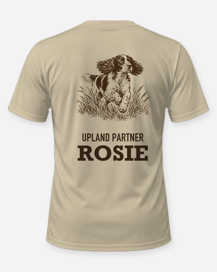 Custom Dog Name Upland Partner Springer Spaniel Woodcut Shirt - back