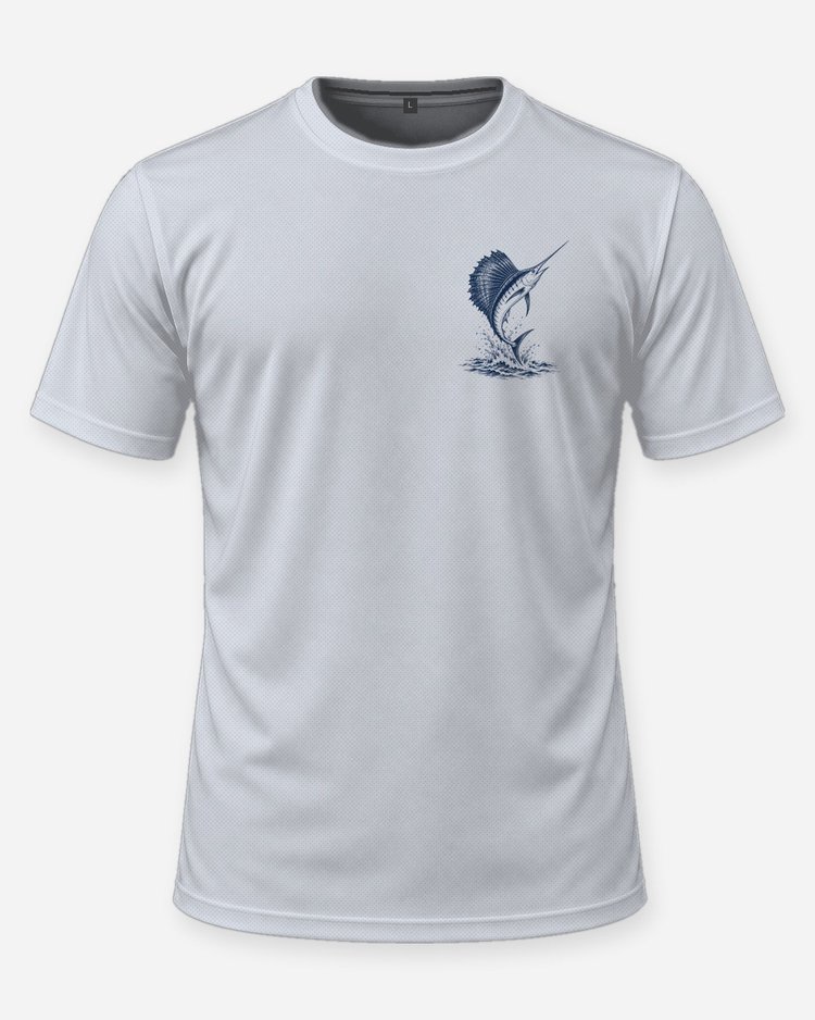Tail Walker Sailfish Woodcut Offshore Fishing Shirt - front
