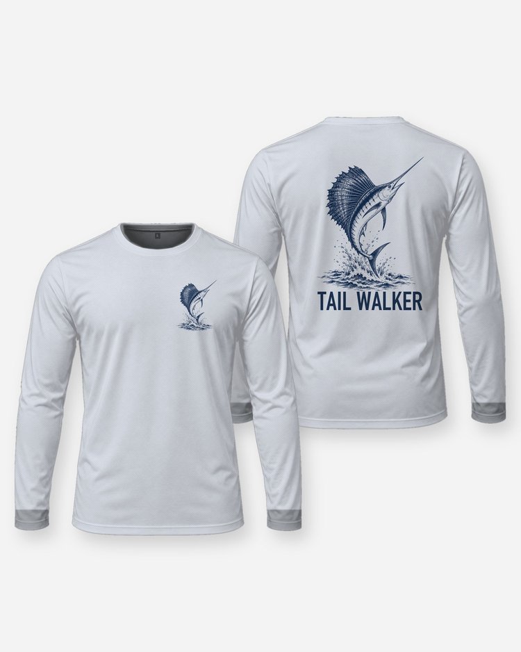 Tail Walker Sailfish Woodcut Offshore Fishing Shirt - Long Sleeve
