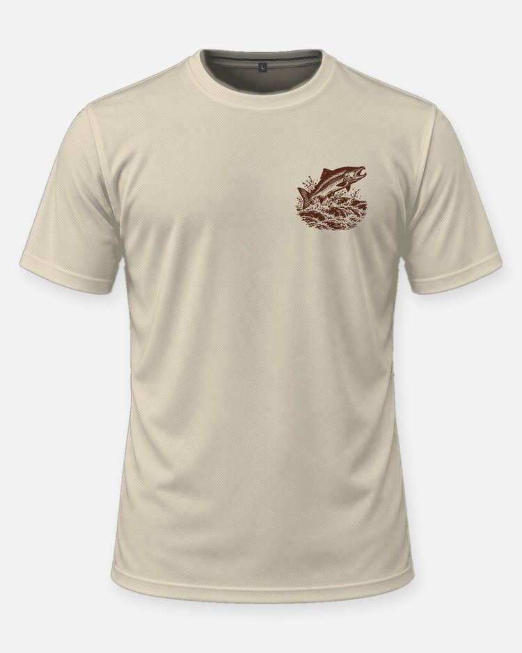 Custom River Name King Salmon Woodcut Fishing Shirt - front