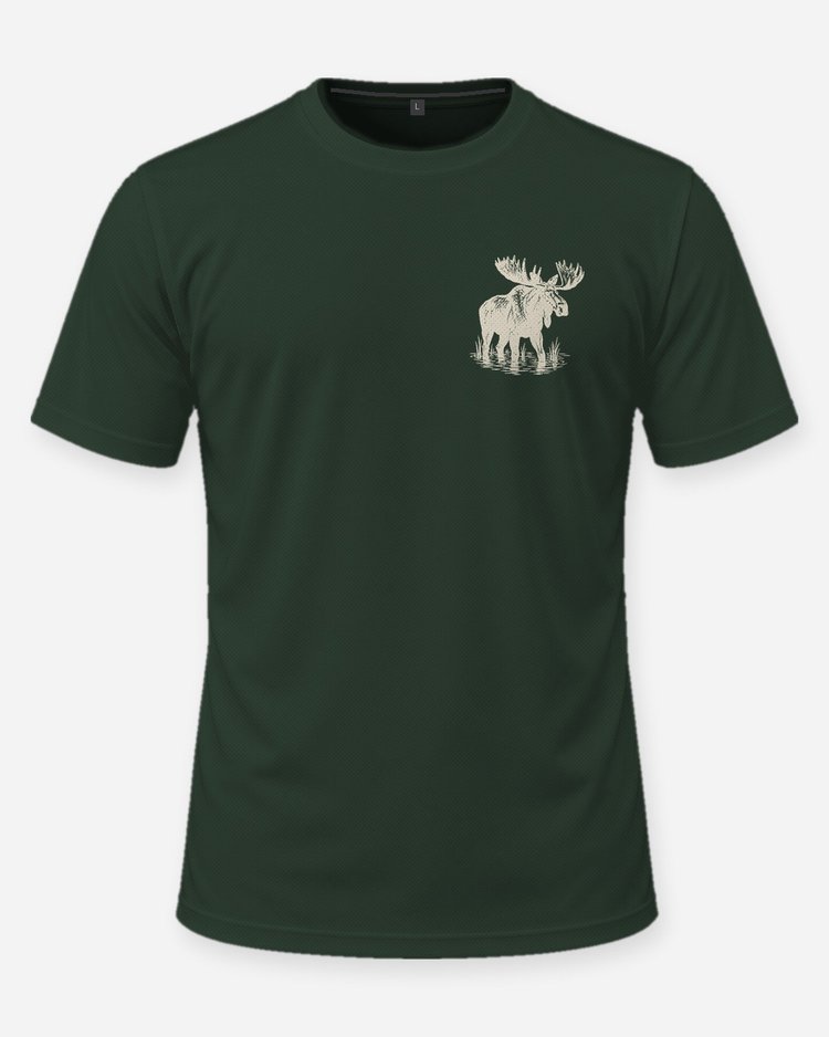 Custom Place Bull Moose Woodcut Hunting Shirt - front