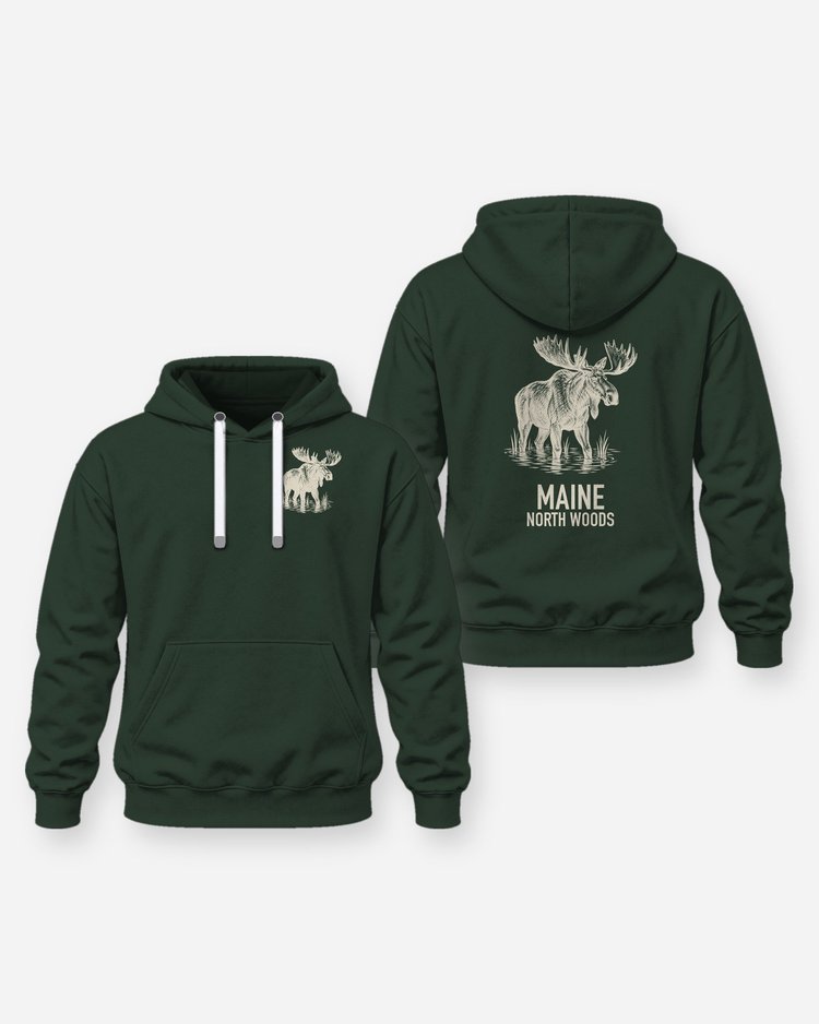 Custom Place Bull Moose Woodcut Hunting Shirt - Hoodie