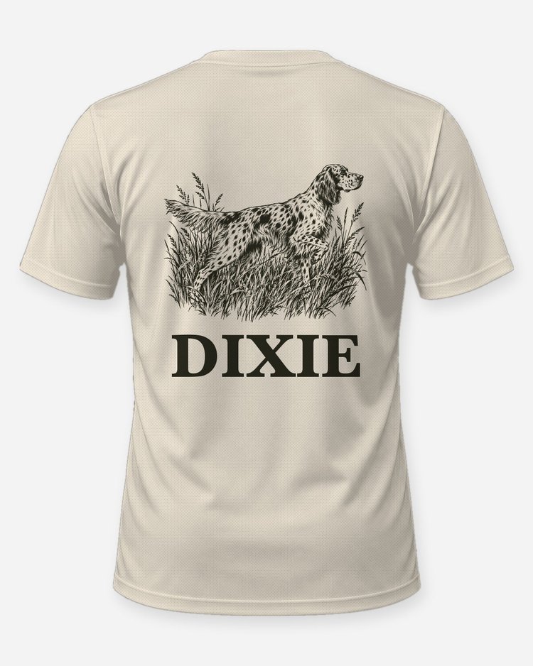 Custom Dog Name English Setter Bird Dog Woodcut Shirt - back