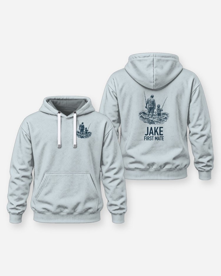 Custom Kid Name First Mate Surf Fishing Shirt - Hoodie