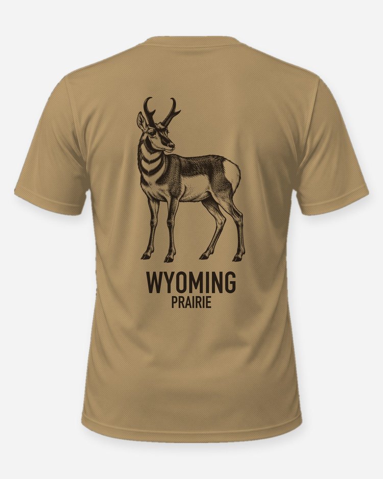 Custom State Pronghorn Antelope Woodcut Hunting Shirt - back