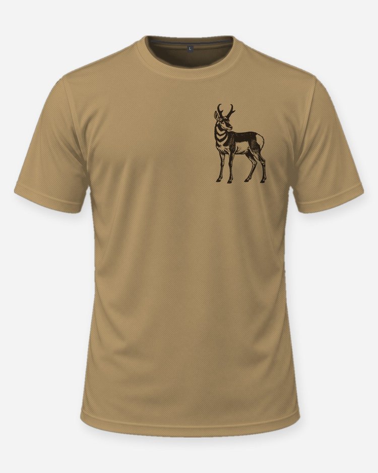 Custom State Pronghorn Antelope Woodcut Hunting Shirt - front