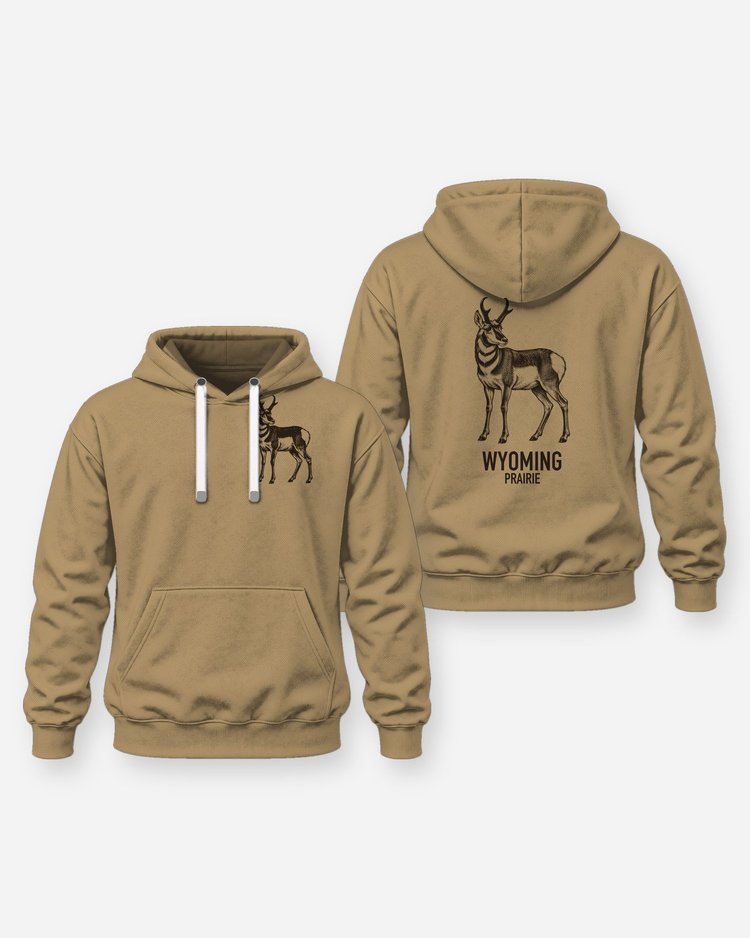 Custom State Pronghorn Antelope Woodcut Hunting Shirt - Hoodie