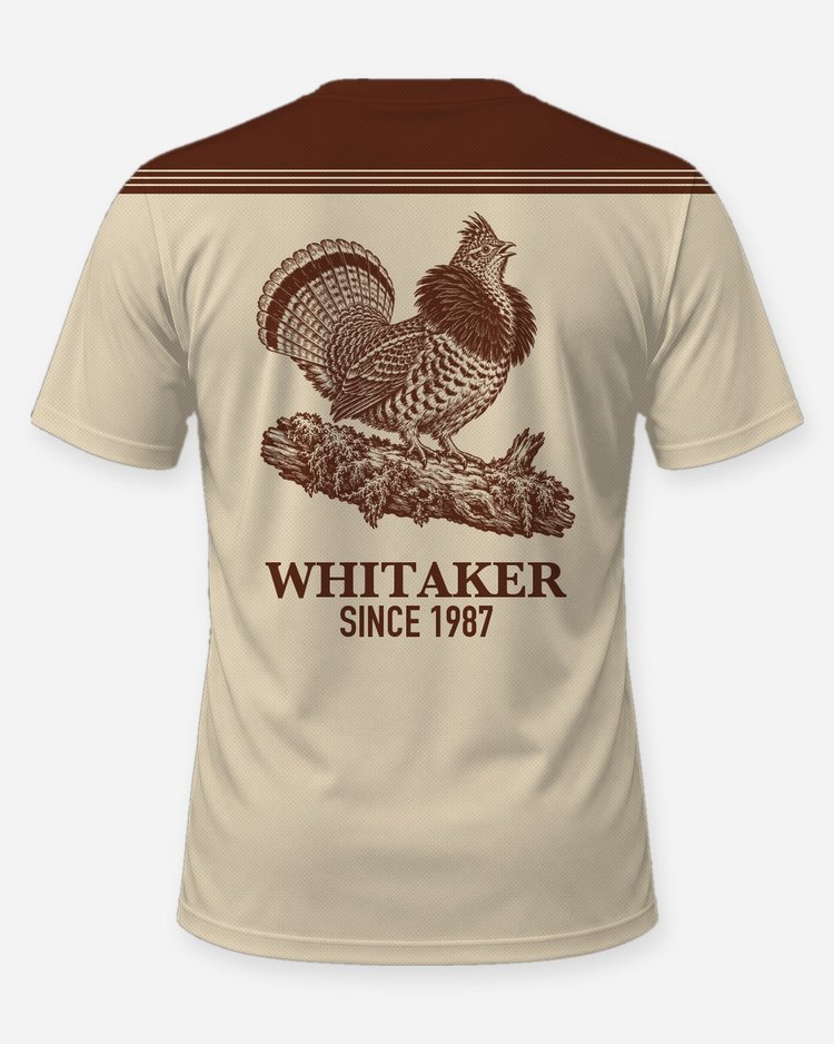 Custom Family Name Ruffed Grouse Shoulder Yoke Hunting Shirt - back