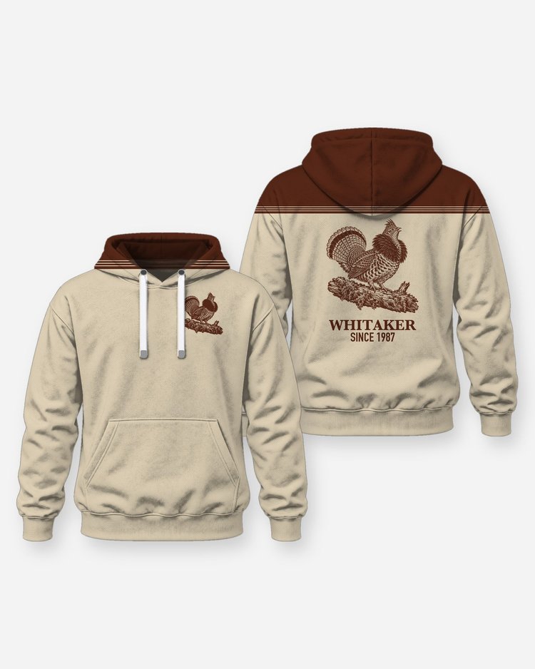 Custom Family Name Ruffed Grouse Shoulder Yoke Hunting Shirt - Hoodie
