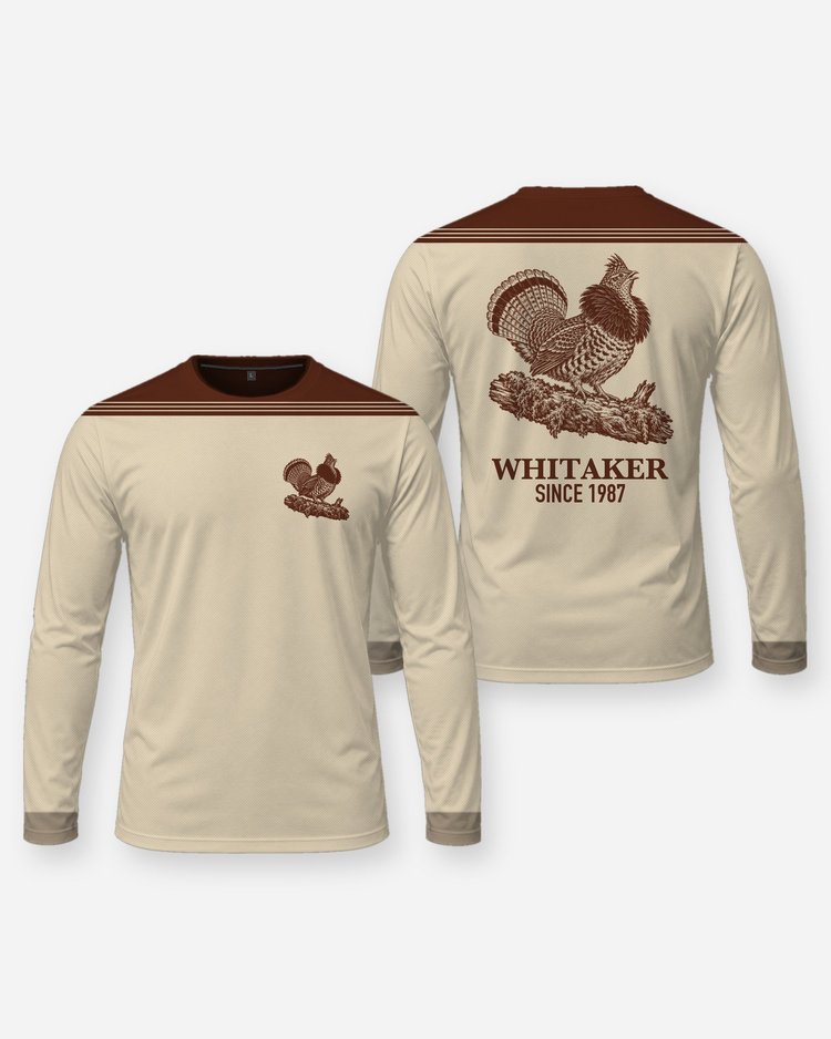 Custom Family Name Ruffed Grouse Shoulder Yoke Hunting Shirt - Long Sleeve