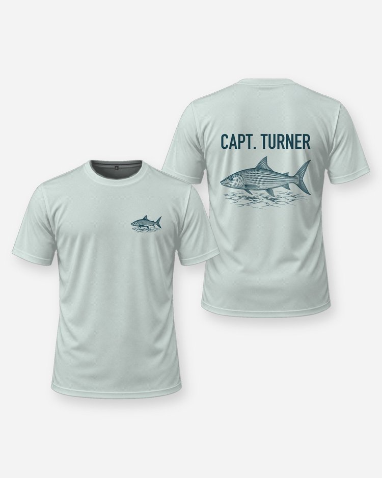 Custom Captain Name Bonefish Flats Fishing Shirt - front and back