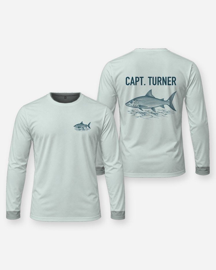 Custom Captain Name Bonefish Flats Fishing Shirt - Long Sleeve