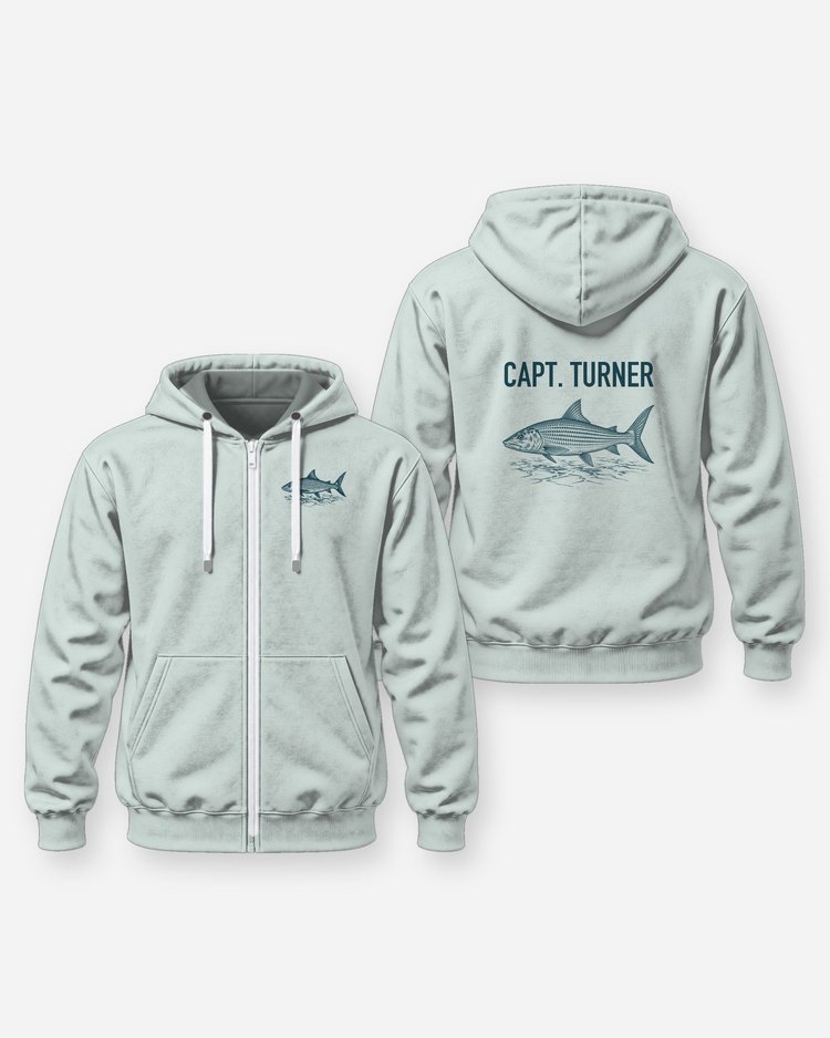 Custom Captain Name Bonefish Flats Fishing Shirt - Zip Hoodie