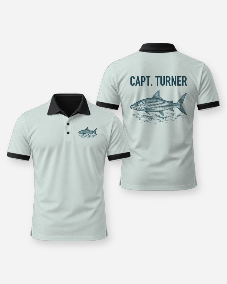 Custom Captain Name Bonefish Flats Fishing Shirt - Polo