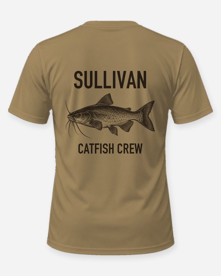 Custom Family Name Channel Catfish Crew Shirt - back
