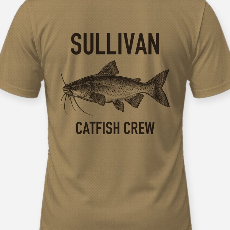 Custom Family Name Channel Catfish Crew Shirt - print close-up