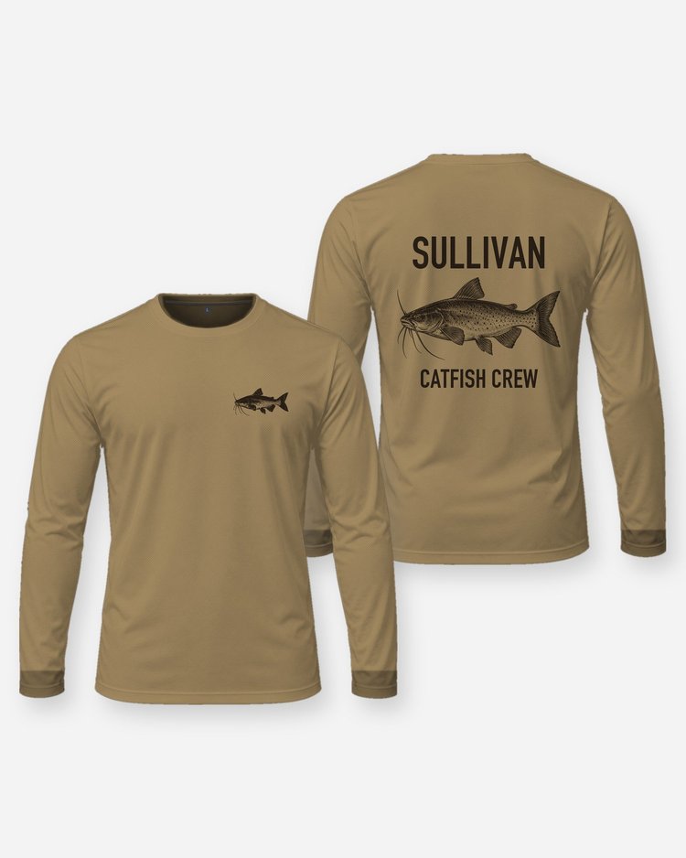 Custom Family Name Channel Catfish Crew Shirt - Long Sleeve