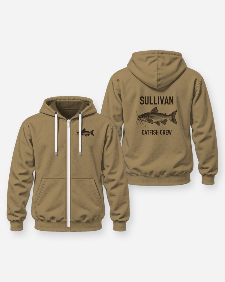 Custom Family Name Channel Catfish Crew Shirt - Zip Hoodie