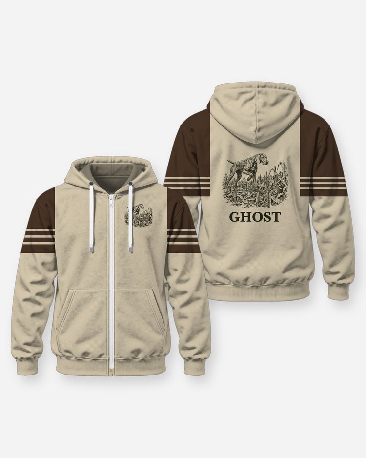 Custom Dog Name Pointing Dog Pheasant Hunting Shirt - Zip Hoodie