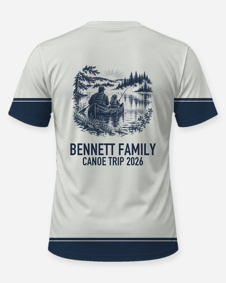 Custom Family Name Canoe Fishing Trip Shirt - back