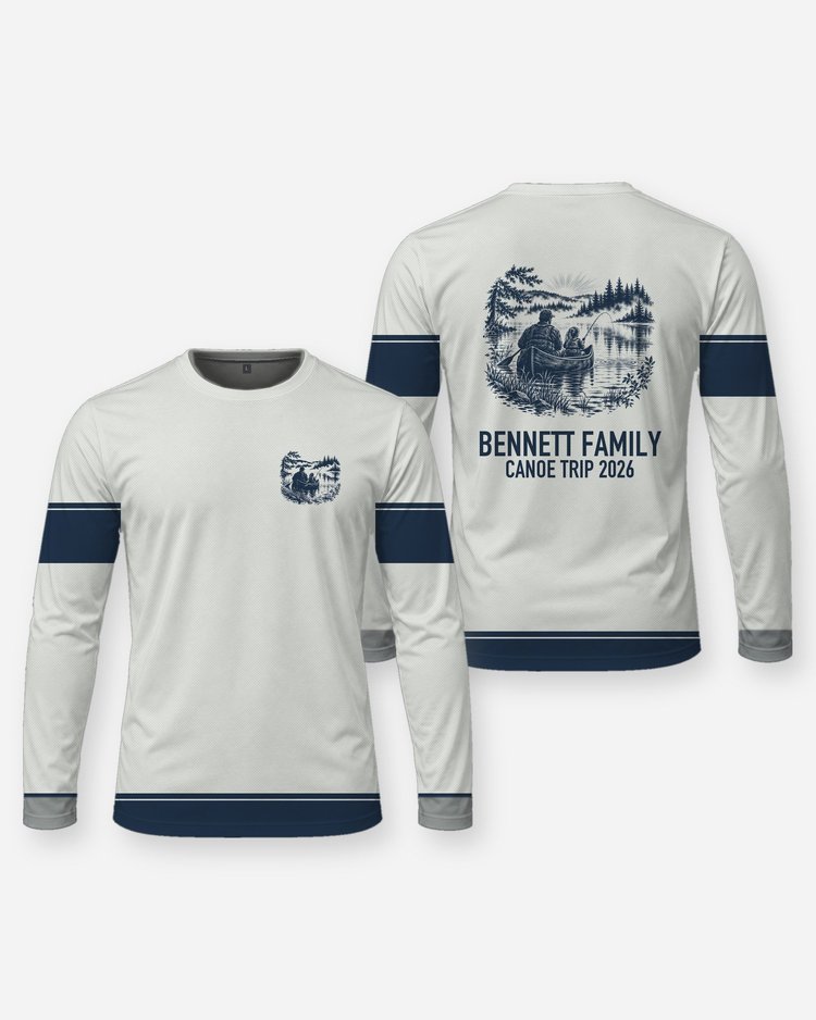 Custom Family Name Canoe Fishing Trip Shirt - Long Sleeve