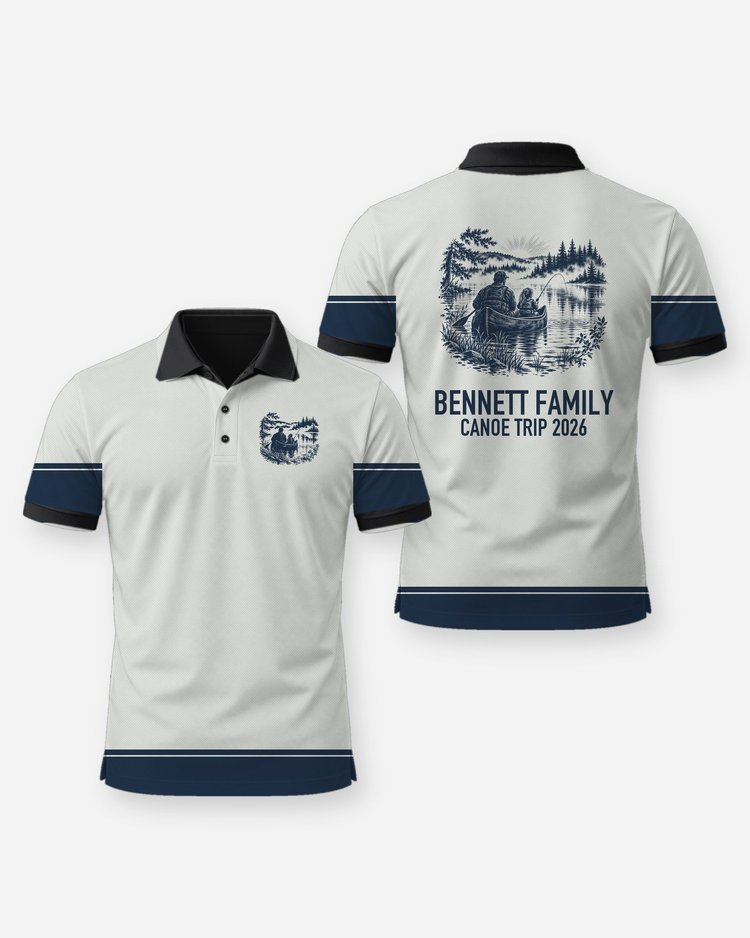Custom Family Name Canoe Fishing Trip Shirt - Polo