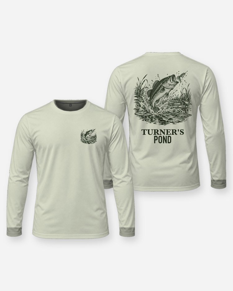Custom Name Pond Largemouth Bass Frog Strike Shirt - Long Sleeve