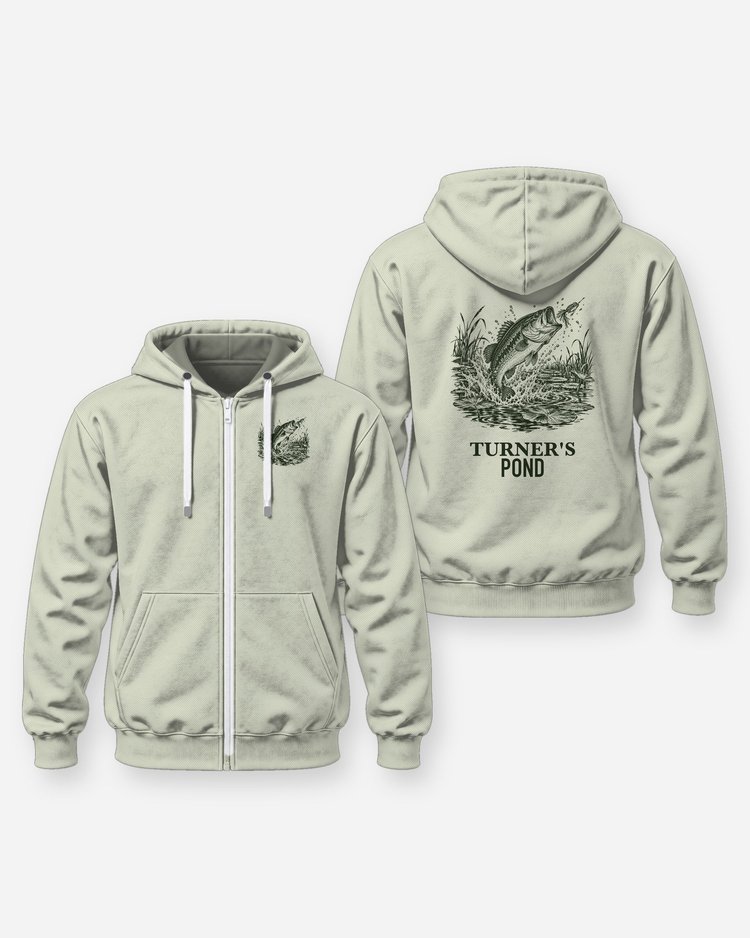 Custom Name Pond Largemouth Bass Frog Strike Shirt - Zip Hoodie