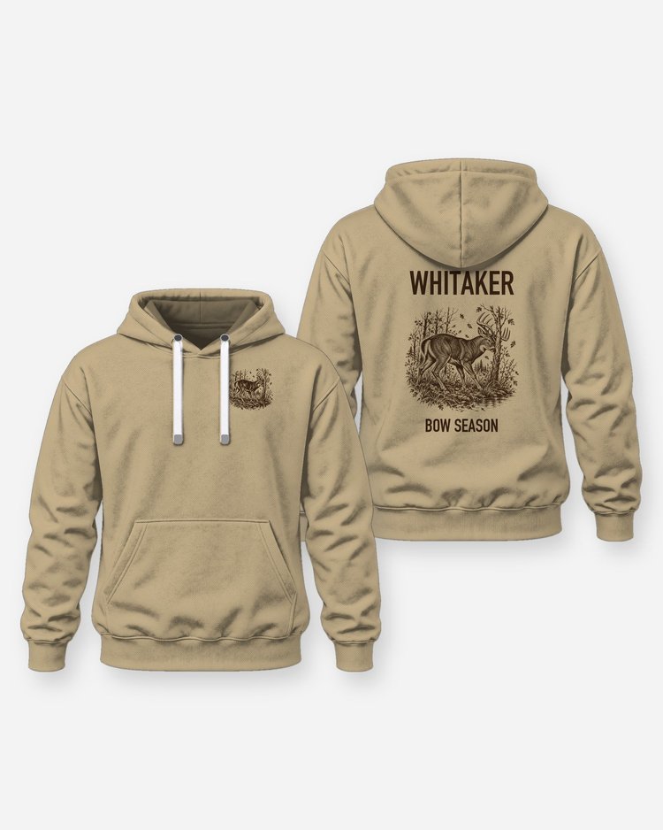 Custom Name Whitetail Buck Rub Bow Season Shirt - Hoodie