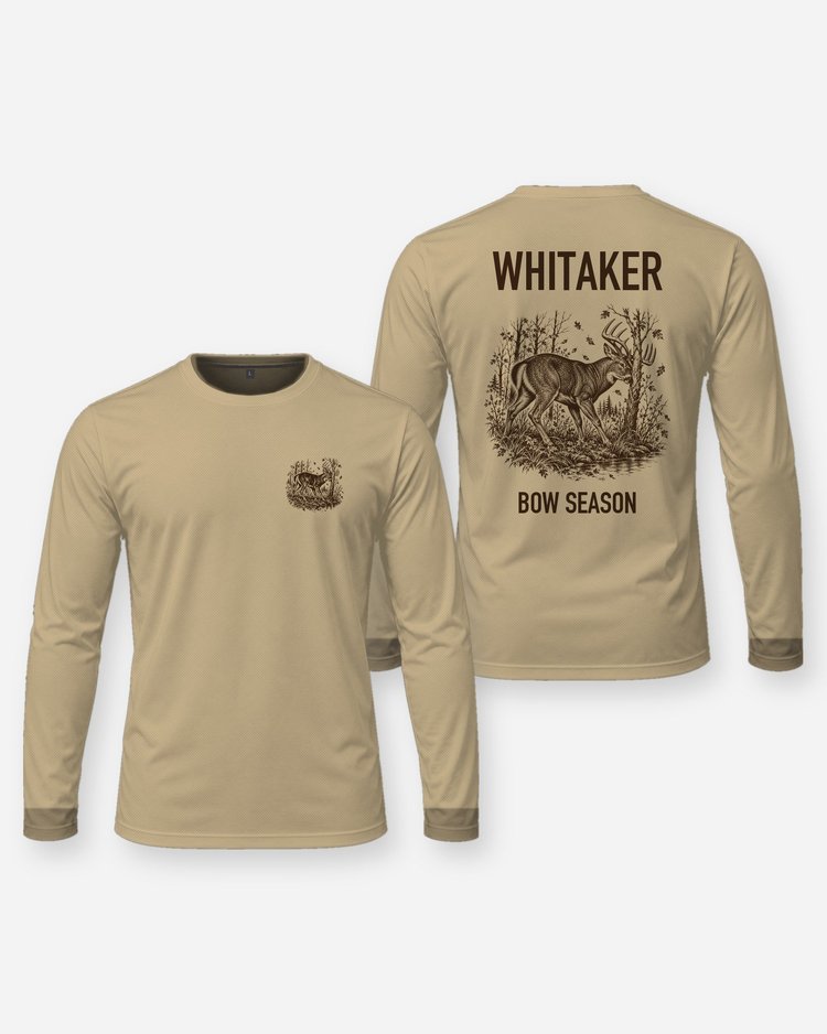 Custom Name Whitetail Buck Rub Bow Season Shirt - Long Sleeve