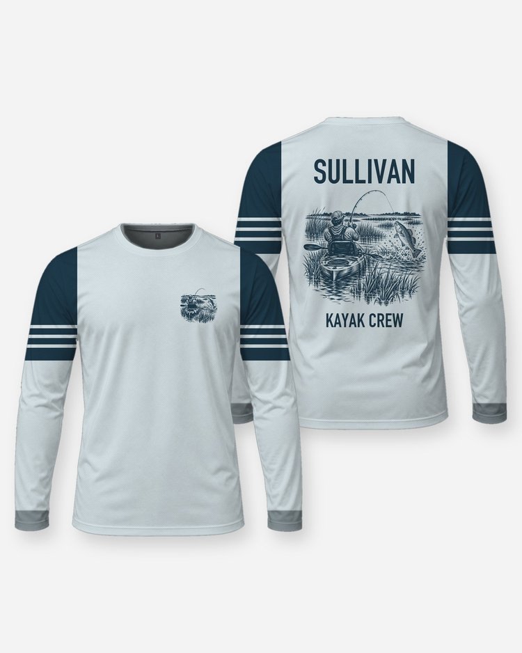 Custom Family Name Kayak Fishing Crew Marsh Shirt - Long Sleeve