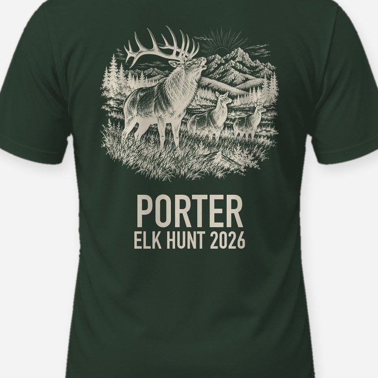 Custom Name Elk Hunt Year Bugling Bull Shirt - print close-up