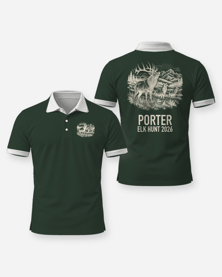 Custom Name Elk Hunt Year Bugling Bull Shirt - Polo