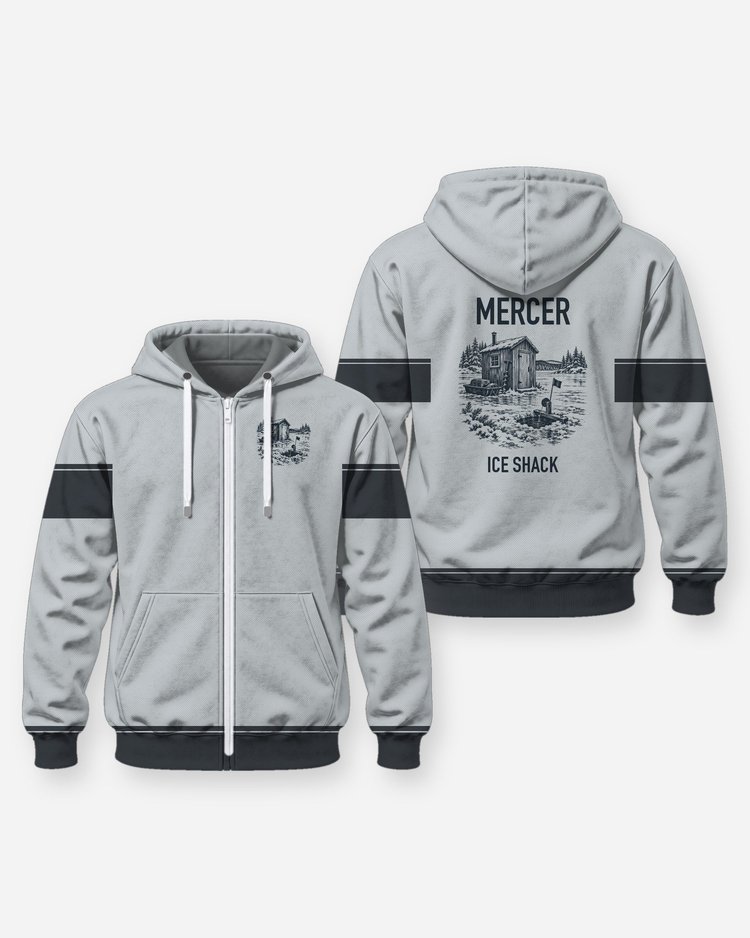 Custom Family Name Ice Fishing Shack Shirt - Zip Hoodie