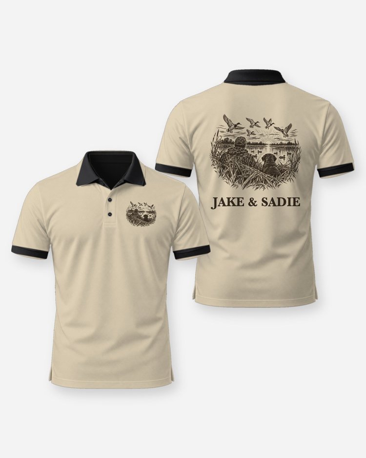 Custom Hunter And Dog Names Duck Blind Shirt - Polo
