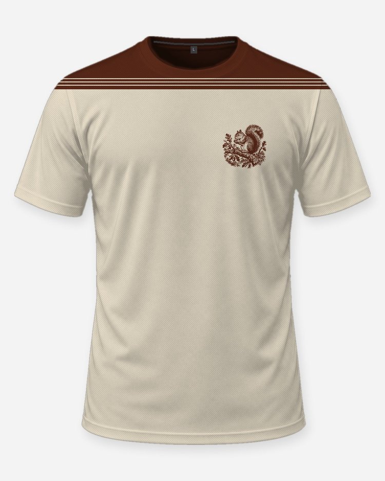 Squirrel Acorn Woodcut Shoulder Yoke Hunting Shirt - front