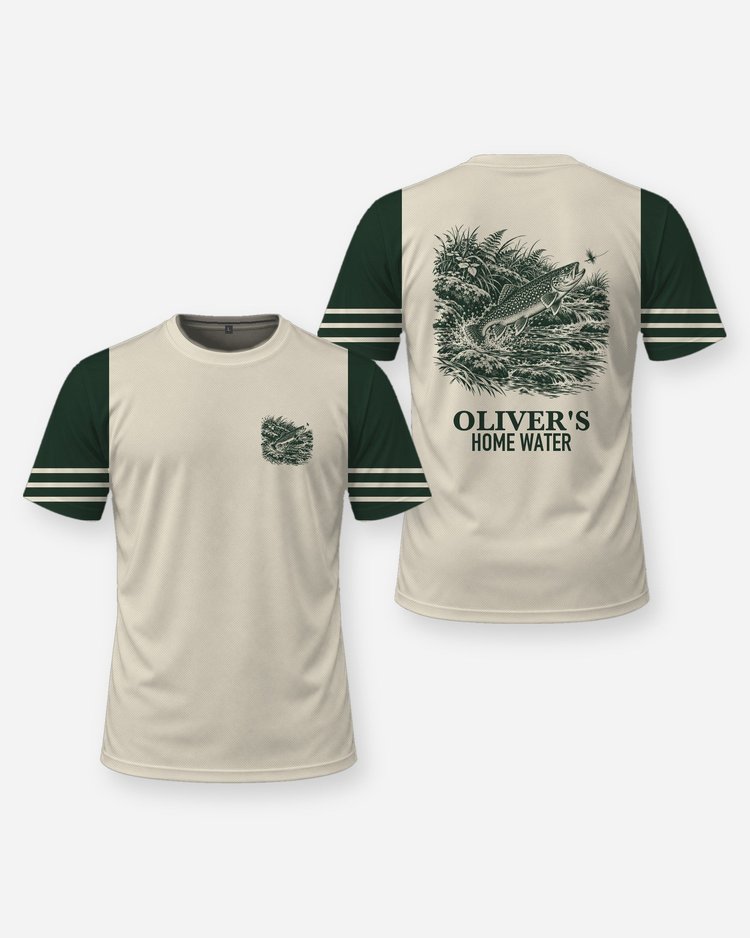 Custom Name Home Water Trout Fly Fishing Shirt - front and back