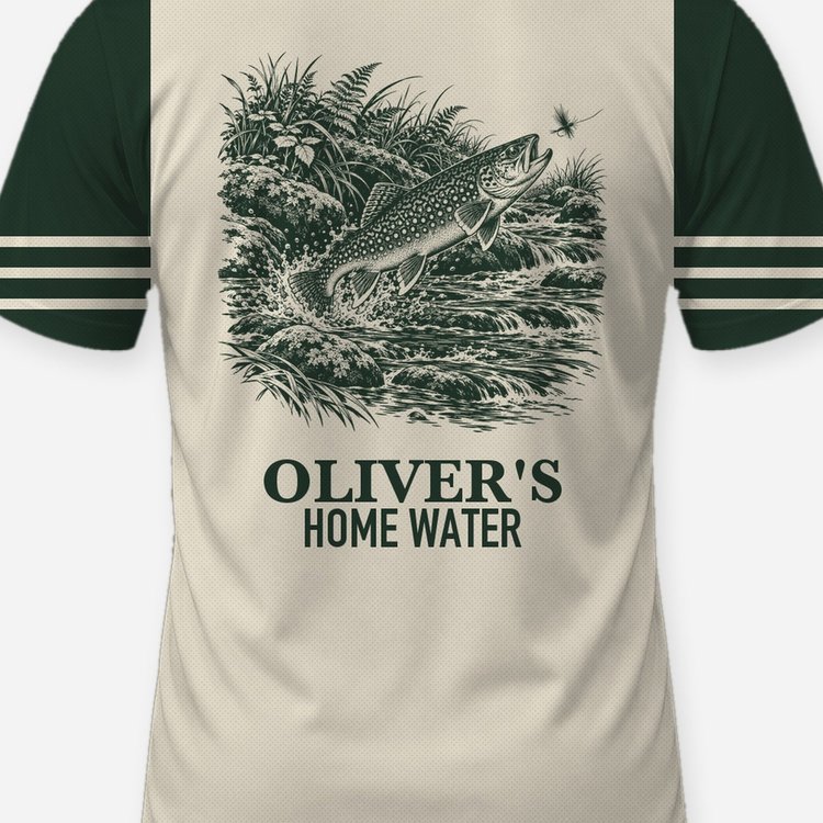 Custom Name Home Water Trout Fly Fishing Shirt - print close-up