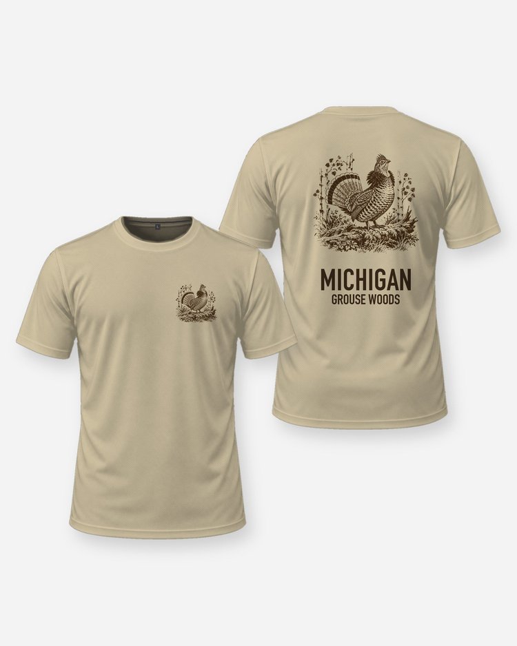 Custom State Grouse Woods Ruffed Grouse Woodcut Shirt - front and back