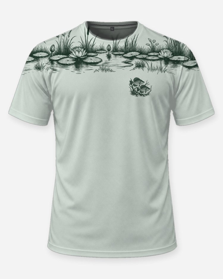 Custom Name Crappie Hole Lily Pad Yoke Fishing Shirt - front