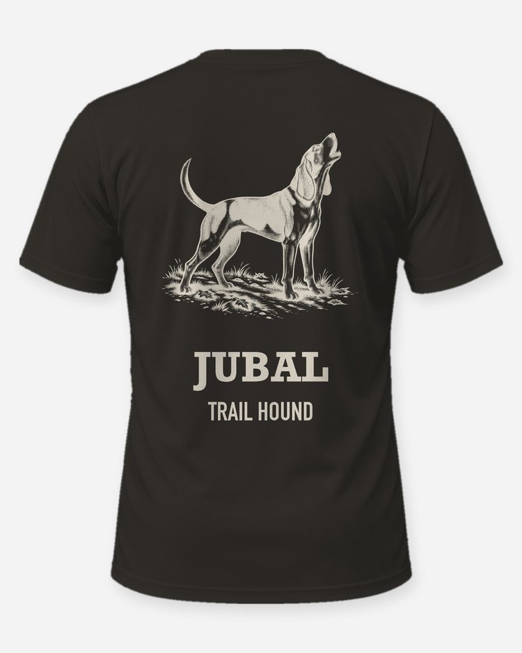 Custom Dog Name Trail Hound Baying Woodcut Hunting Shirt - back