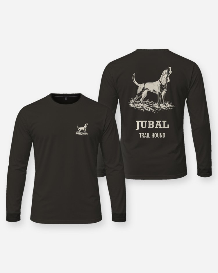 Custom Dog Name Trail Hound Baying Woodcut Hunting Shirt - Long Sleeve